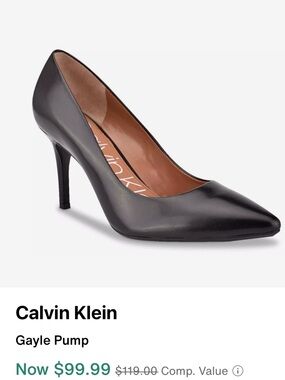 Calvin Klein Gayle Pointed-Toe Black Leather Pump